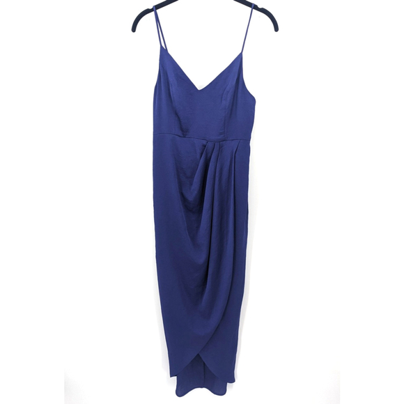 Express Dresses & Skirts - Express Dress Womens Extra Small Blue Draped Asymmetrical Midi Homecoming Midi